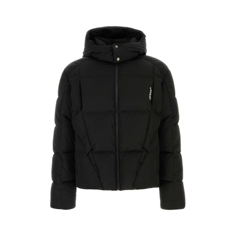 Off White Men Black Nylon Blend Padded Jacket
